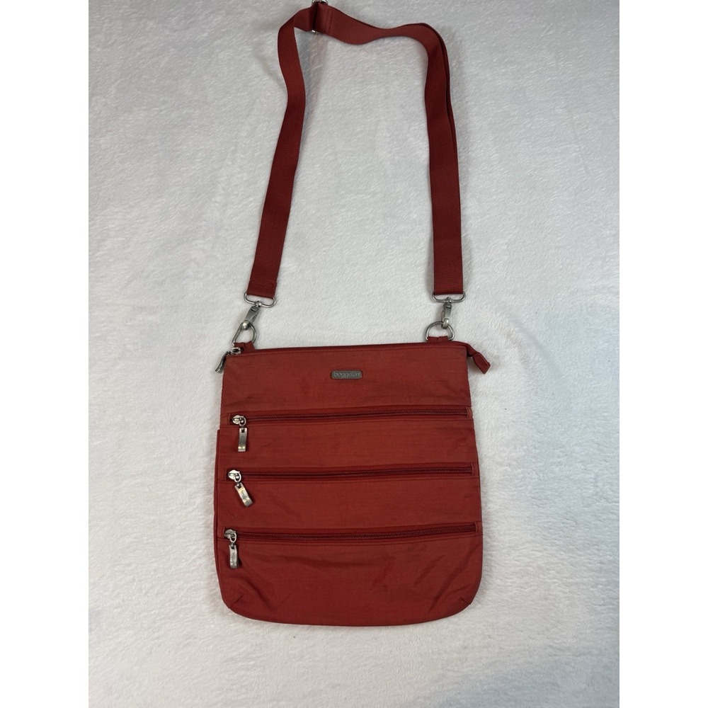 Baggallini Red Zipper Travel RFID Protected Lightweight Crossbody Bag 11"